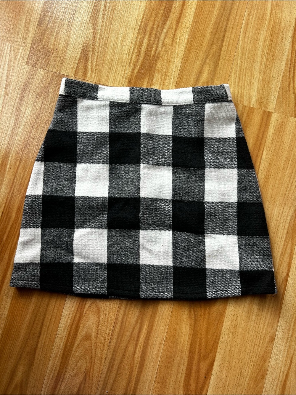 Fleece Black & White Checkered Mini Skirt